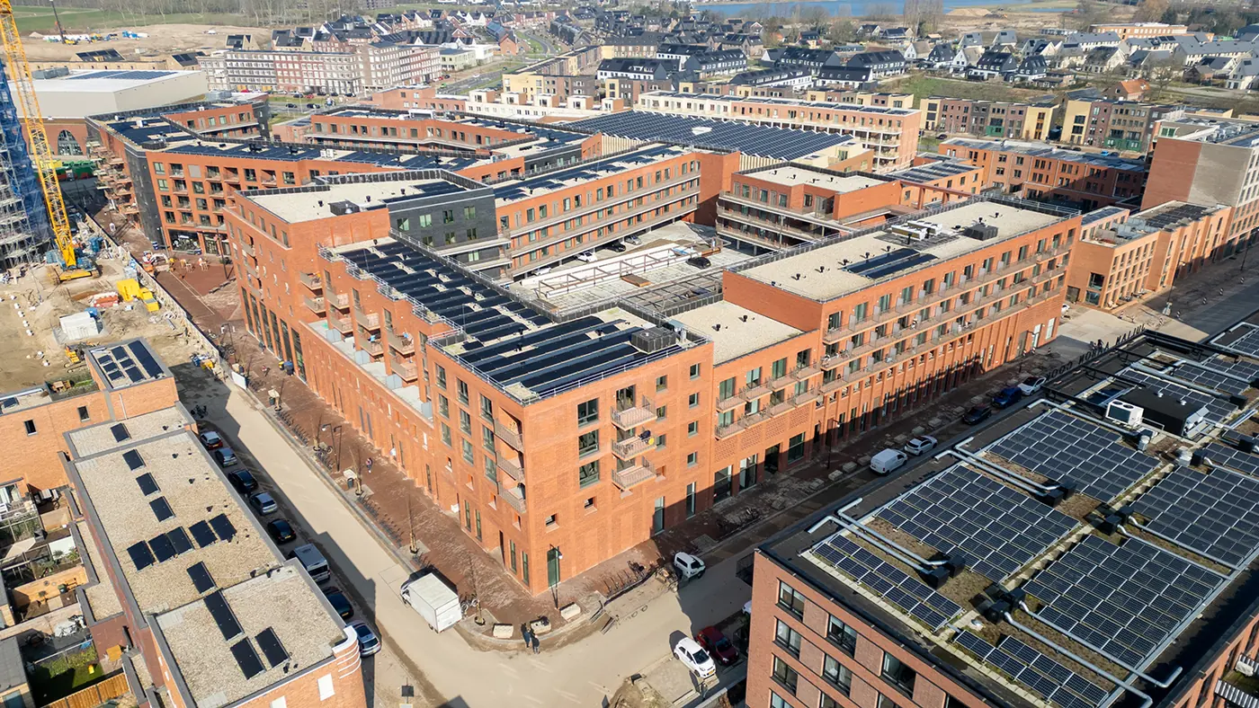 Luchtfoto van het project Hart van de Waalsprong